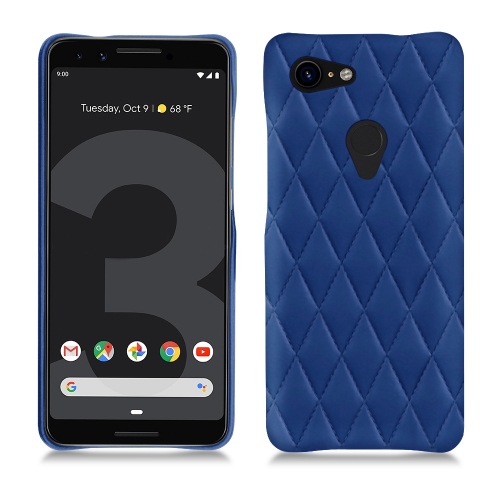 Capa em pele Google Pixel 3 XLBleu océan - Couture ( Nappa - Pantone #15458a) 