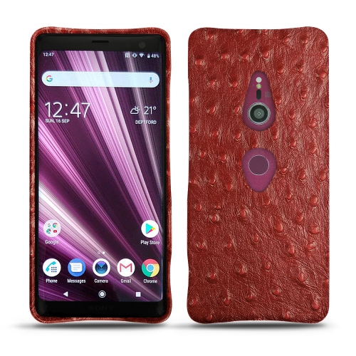Funda de piel Sony Xperia XZ3Autruche ciliegia ( Pantone #a4343a ) 