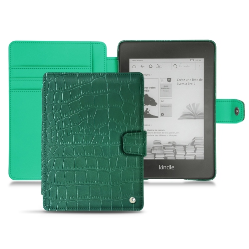 レザーケース Amazon Kindle Paperwhite (2018)Crocodile pino ( Pantone #173F35 ) 