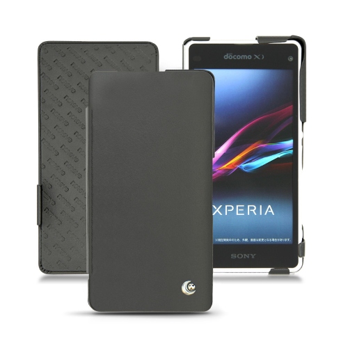 Custodia in pelle Sony Xperia Z1 Compact - Sony Xperia Z1f - Noir ( Nappa - Black ) 