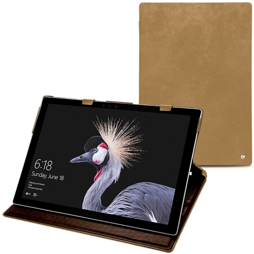 Custodia in pelle Microsoft Surface Pro 6Sable vintage ( Pantone #9b7340 ) 