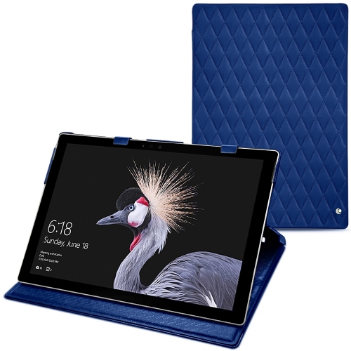 硬质真皮保护套 MMicrosoft Surface Pro 6Bleu océan - Couture ( Nappa - Pantone #15458a) 