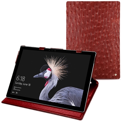 Custodia in pelle Microsoft Surface Pro 6Autruche ciliegia ( Pantone #a4343a ) 