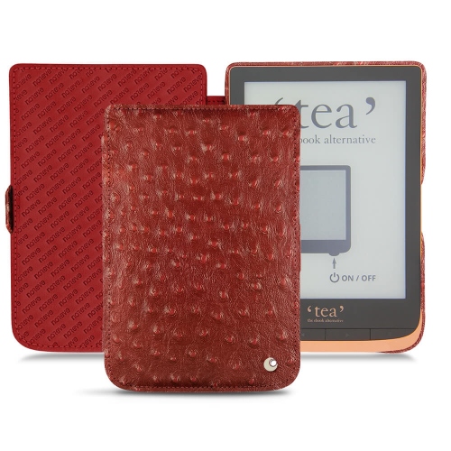 Estojo de couro PocketBook Touch HD 3 - Tea Touch HD Plus : Estojo de couro para e-readers e comprimidos na NoreveAutruche ciliegia ( Pantone #a4343a ) 