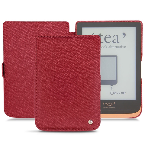 Lederschutzhülle Pocketbook Touch HD 3 - Tea Touch HD Plus : Lederschutzhülle für Lesegeräte und Tablets bei Noreve.Rouge passion ( Pantone #a6192e ) 