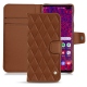 Samsung Galaxy S10+ leather case - Marron - Couture ( Nappa - Pantone 1615C ) 