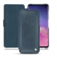 Samsung Galaxy S10 leather case - Jean vintage ( Roughtcut - Pantone 285U  ) 