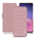 Housse cuir Samsung Galaxy S10 - Rose - Couture ( Nappa - Pantone 2365C ) 