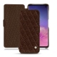 Samsung Galaxy S10 leather case - Châtaigne - Couture ( Pantone 476C ) 