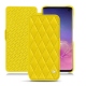 Housse cuir Samsung Galaxy S10 - Jaune fluo - Couture