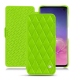 Housse cuir Samsung Galaxy S10 - Vert fluo - Couture