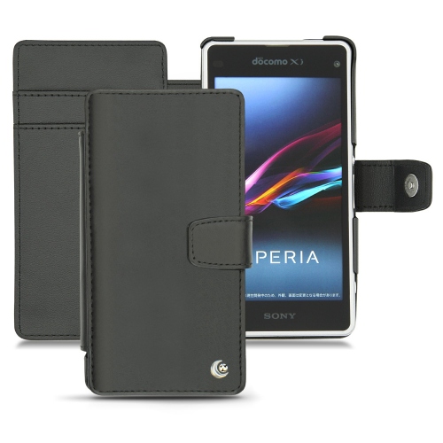 Custodia in pelle Sony Xperia Z1 Compact - Sony Xperia Z1f - Noir ( Nappa - Black ) 