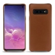 Coque cuir Samsung Galaxy S10 - Marron ( Nappa - Pantone 1615C ) 