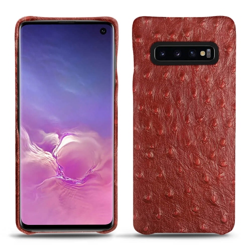 Funda de piel Samsung Galaxy S10Autruche ciliegia ( Pantone #a4343a ) 