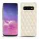 Samsung Galaxy S10 leather cover - Blanc - Couture ( Bologna - White ) 
