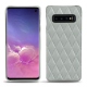 Coque cuir Samsung Galaxy S10 - Gris - Couture ( Nappa - Pantone W428C ) 