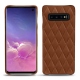 Coque cuir Samsung Galaxy S10 - Marron - Couture ( Nappa - Pantone 1615C ) 