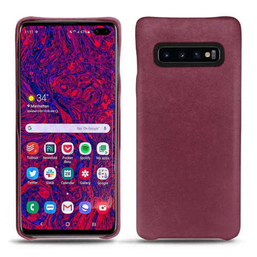硬质真皮保护套 Samsung Galaxy S10+Prune vintage ( Pantone #612434 ) 