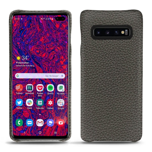Lederschutzhülle Samsung Galaxy S10+Anthracite ( Pantone #41403c ) 