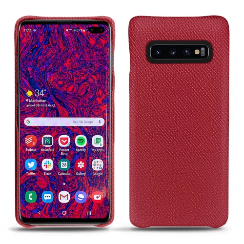Samsung Galaxy S10+ leather cases and coversRouge passion ( Pantone #a6192e ) 