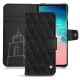 Housse cuir Samsung Galaxy S10E - Negre poudro - Couture