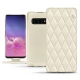 Housse cuir Samsung Galaxy S10 - Blanc - Couture ( Bologna - White ) 