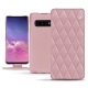 Housse cuir Samsung Galaxy S10 - Rose - Couture ( Nappa - Pantone 2365C ) 
