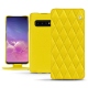 Housse cuir Samsung Galaxy S10 - Jaune fluo - Couture
