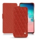 Samsung Galaxy S10E leather case - Papaye - Couture ( Pantone 180C ) 