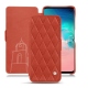 Samsung Galaxy S10E leather case - Arange clouquié - Couture