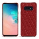 Coque cuir Samsung Galaxy S10E - Tomate - Couture ( Pantone 187C ) 