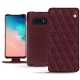 Samsung Galaxy S10E leather case - Lie de vin - Couture ( Pantone 5115C ) 