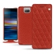 Sony Xperia 10 Plus leather case - Papaye - Couture ( Pantone 180C ) 
