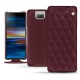 硬质真皮保护套 Sony Xperia 10 Plus - Lie de vin - Couture ( Pantone 5115C ) 