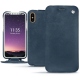 Apple iPhone Xs leather case - Jean vintage ( Roughtcut - Pantone 285U  ) 