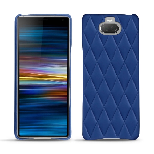 Lederschutzhülle Sony Xperia 10Bleu océan - Couture ( Nappa - Pantone #15458a) 