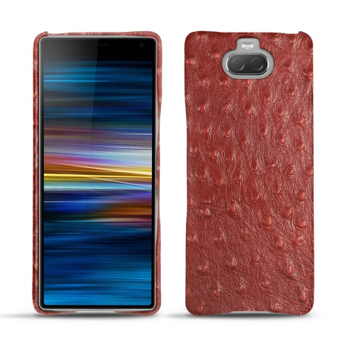 Sony Xperia 10 leather coverAutruche ciliegia ( Pantone #a4343a ) 