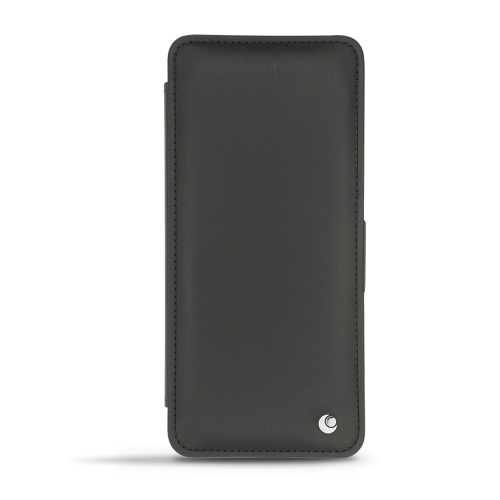 QIOTTI Coque Compatible avec Huawei P30 Étui en Cuir Véritable RFID Protection Portefeuille en Cuir Fentes pour Cartes Coque Housse Etui en Denim Black 