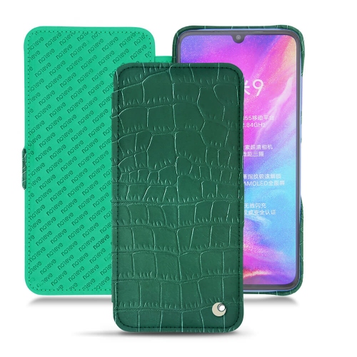 Housse et Coque de luxe en cuir pour Xiaomi Mi 9Crocodile pino ( Pantone #173F35 ) 