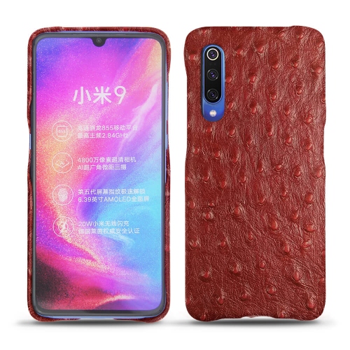 硬质真皮保护套 Xiaomi Mi 9Autruche ciliegia ( Pantone #a4343a ) 