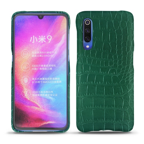 レザーケース Xiaomi Mi 9Crocodile pino ( Pantone #173F35 ) 