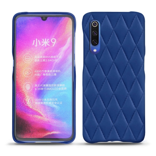 Lederschutzhülle Xiaomi Mi 9Bleu océan - Couture ( Nappa - Pantone #15458a) 