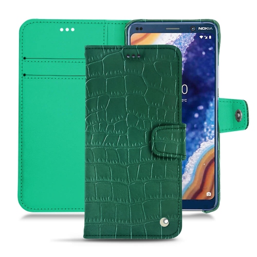 Custodia in pelle Nokia 9 PureView Tradition BCrocodile pino ( Pantone #173F35 ) 