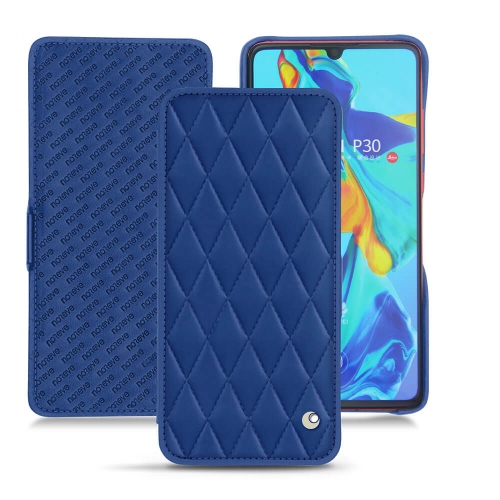 Capa em pele Huawei P30Bleu océan - Couture ( Nappa - Pantone #15458a) 