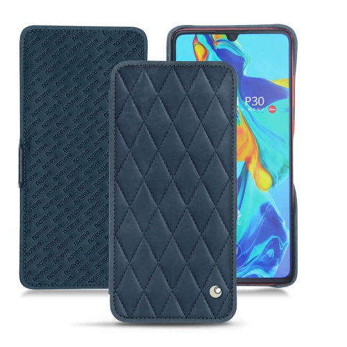 Funda de piel Huawei P30Jean vintage - Couture ( Pantone #2f414f  ) 