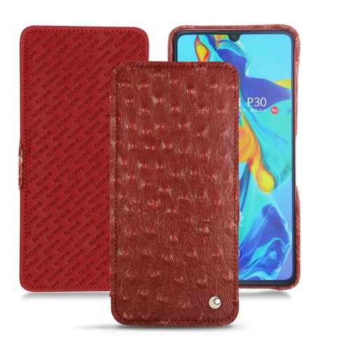 Protections de luxe - étuis, housses, coques - pour Huawei P30Autruche ciliegia ( Pantone #a4343a ) 