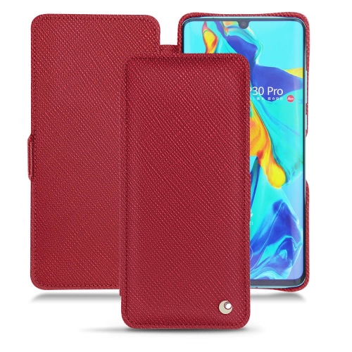硬质真皮保护套 Huawei P30 ProRouge passion ( Pantone #a6192e ) 