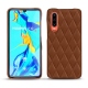 Huawei P30 leather cover - Marron - Couture ( Nappa - Pantone 1615C ) 