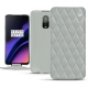 Capa em pele OnePlus 6T - Gris - Couture ( Nappa - Pantone W428C ) 
