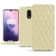Housse cuir OnePlus 7 - Beige - Couture ( Nappa - Pantone 7502C ) 